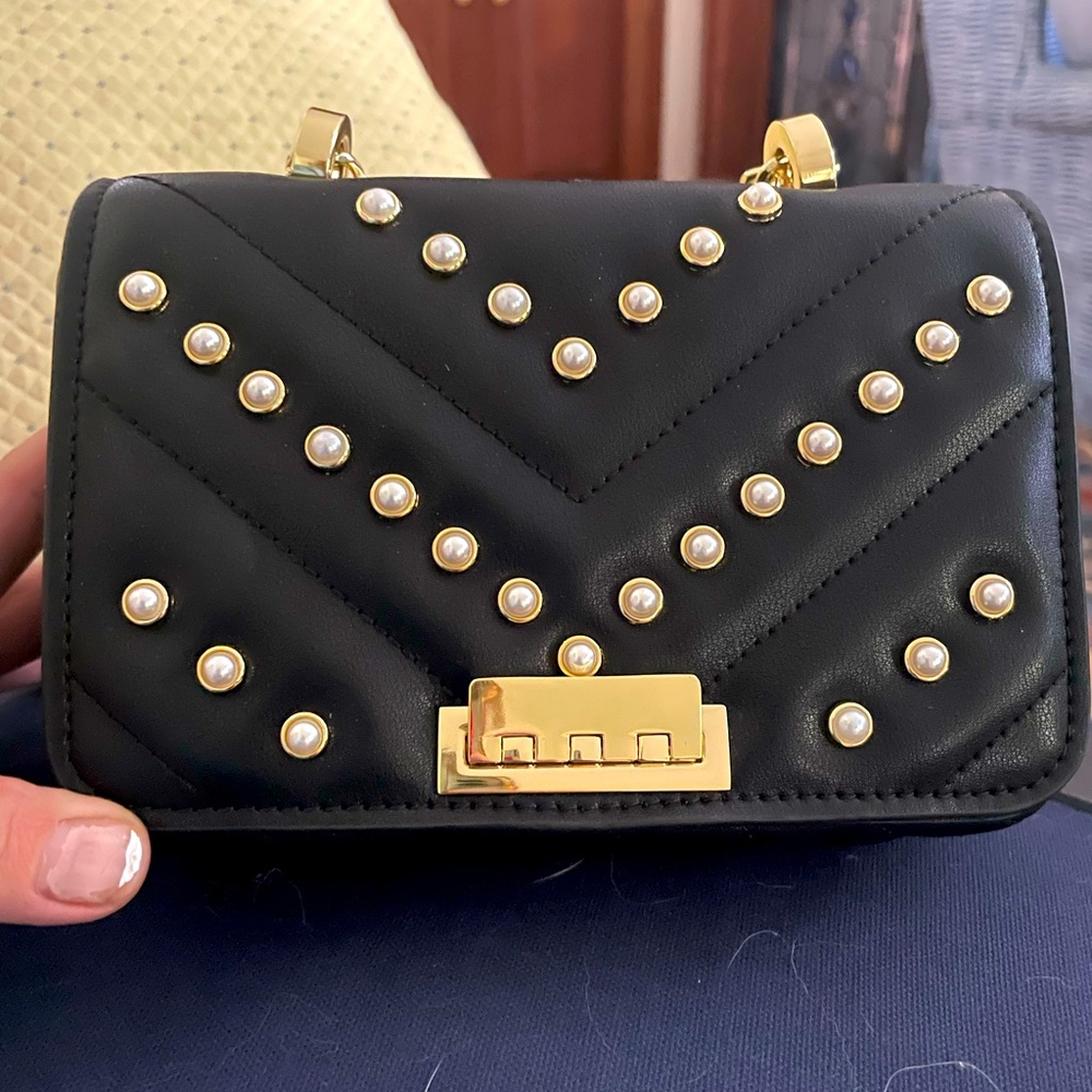 Zac Pozen Chain Shoulder Pearl Lady purse in Black